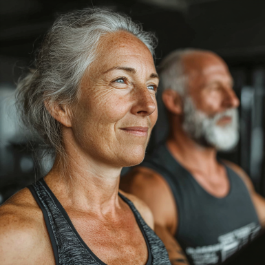 Щасливі літні люди після тренування